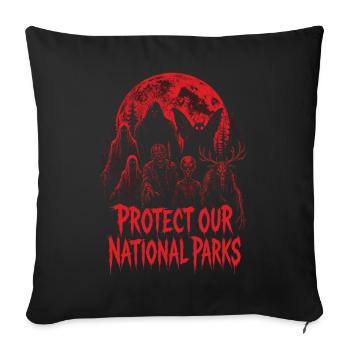 Les cryptides protègent nos parcs nationaux - Housse de coussin décorative 45 x 45 cm - noir - Devant