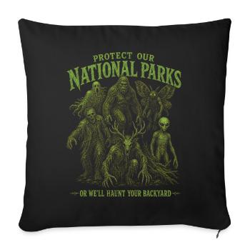 Les cryptides protègent nos parcs nationaux - Housse de coussin décorative 45 x 45 cm - noir - Devant