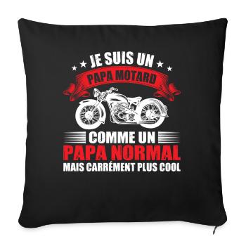 Papa Motard, Tee Shirt Humour Moto Homme Cadeau - Housse de coussin décorative 45 x 45 cm - noir - Devant