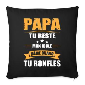 Papa Ronfleur, Tee Shirt Humour Cadeau Papa Drôle - Housse de coussin décorative 45 x 45 cm - noir - Devant