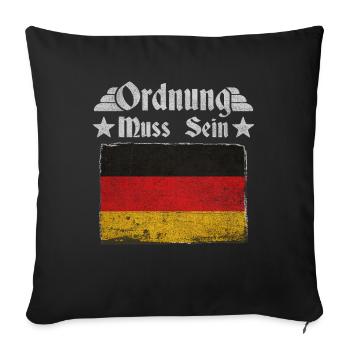 Ordnung muss sein – Deutschland Retro Flagge - Sofakissenbezug 45 x 45 cm - Schwarz - Vorne
