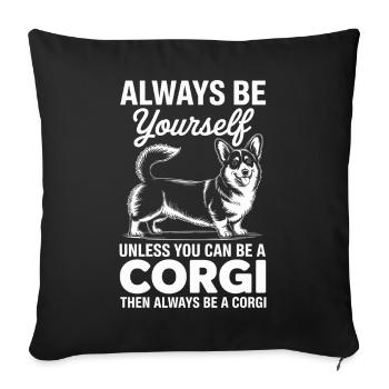 Expressions de cardigan corgi gallois Cadeau drôle de corgi - Housse de coussin décorative 45 x 45 cm - noir - Devant