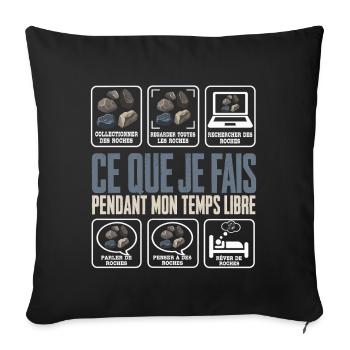 Géologue Cadeau humour personnalisé - Housse de coussin décorative 45 x 45 cm - noir - Devant