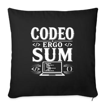 I Program, Therefore I Am | Latin Saying - Sofa pillowcase 17,3'' x 17,3'' (45 x 45 cm) - black - Front
