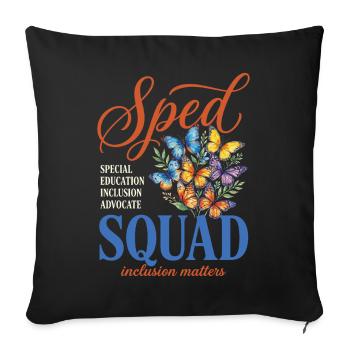 Sped Squad Butterfly Special Education Teacher - Sofa pillowcase 17,3'' x 17,3'' (45 x 45 cm) - black - Front