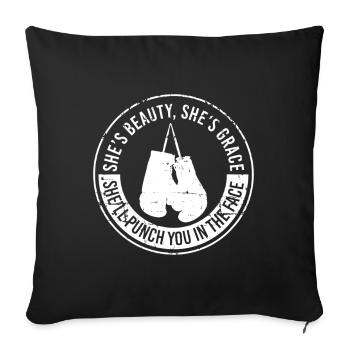 She’s Beauty, She’s Brave Boxing - Sofa pillowcase 17,3'' x 17,3'' (45 x 45 cm) - black - Front