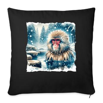 Snow Monkey Gift - Sofa pillowcase 17,3'' x 17,3'' (45 x 45 cm) - black - Front