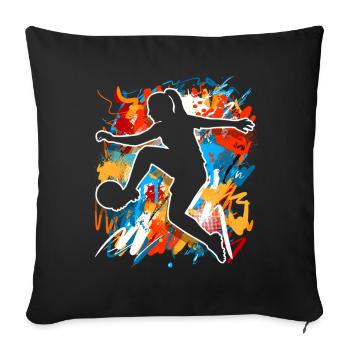 Women's Football - Sofa pillowcase 17,3'' x 17,3'' (45 x 45 cm) - black - Front