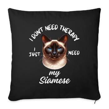 Thérapie du chat siamois - Housse de coussin décorative 45 x 45 cm - noir - Devant