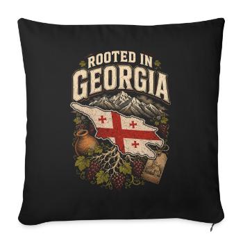Géorgie Géorgienne Tbilissi Sakartvelo - Housse de coussin décorative 45 x 45 cm - noir - Devant