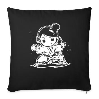 Karate Girl Cartoon Look - Sofa pillowcase 17,3'' x 17,3'' (45 x 45 cm) - black - Front