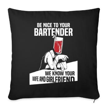 Kellner Barkeeper Ober Bar Bartender barchef - Sofakissenbezug 45 x 45 cm - Schwarz - Vorne