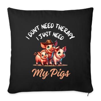 Pig Farm Therapy - Sofa pillowcase 17,3'' x 17,3'' (45 x 45 cm) - black - Front