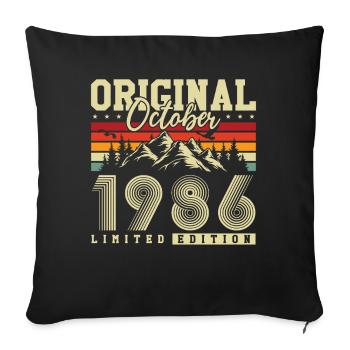 Original October 1986 – 40th Birthday Vintage - Sofa pillowcase 17,3'' x 17,3'' (45 x 45 cm) - black - Front