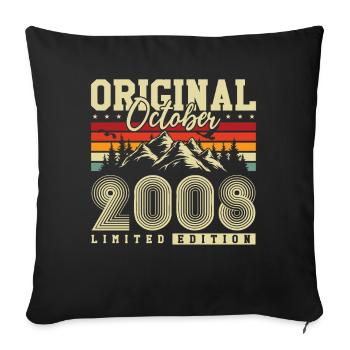 Original October 2008 – 18th Birthday Vintage - Sofa pillowcase 17,3'' x 17,3'' (45 x 45 cm) - black - Front