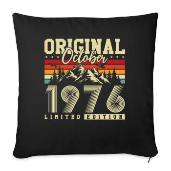 Original October 1976 – 50th Birthday Vintage - Sofa pillowcase 17,3'' x 17,3'' (45 x 45 cm) - black - Front