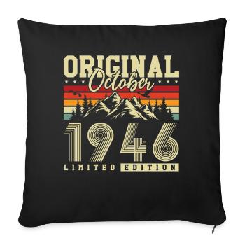 Original octobre 1946 – 80e anniversaire Millésime - Housse de coussin décorative 45 x 45 cm - noir - Devant