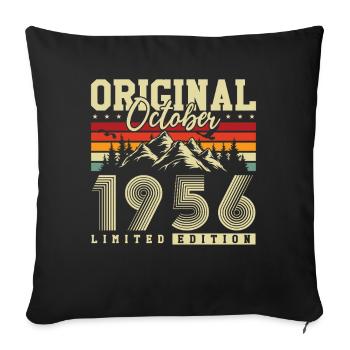 Original October 1956 – 70th Birthday Vintage - Sofa pillowcase 17,3'' x 17,3'' (45 x 45 cm) - black - Front