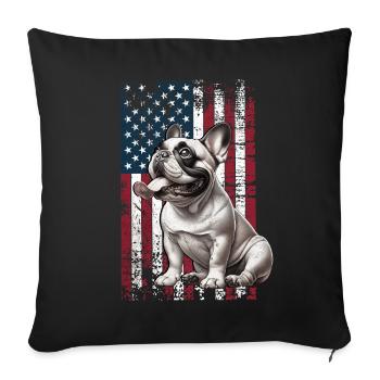 Bouledogue français US Französische Bulldogge - Housse de coussin décorative 45 x 45 cm - noir - Devant