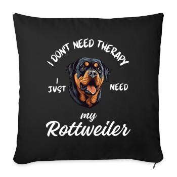 Chien de thérapie Rottweiler - Housse de coussin décorative 45 x 45 cm - noir - Devant