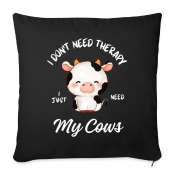 Thérapie des vaches mignonnes - Housse de coussin décorative 45 x 45 cm - noir - Devant