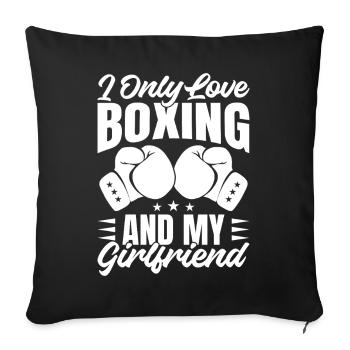 Seulement j’aime la boxe et les gants de boxe de ma copine - Housse de coussin décorative 45 x 45 cm - noir - Devant