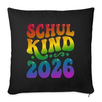 Schoolchild 2026 | Rainbow Style | School enrollment - Sofa pillowcase 17,3'' x 17,3'' (45 x 45 cm) - black - Front