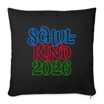 Écolier 2026 | Optique néon | Inscription scolaire - Housse de coussin décorative 45 x 45 cm - noir - Devant