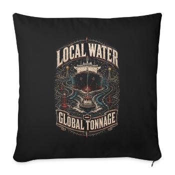 Hafenlotse Hafenlotsen Local Water Global Tonnage - Sofa pillowcase 17,3'' x 17,3'' (45 x 45 cm) - black - Front