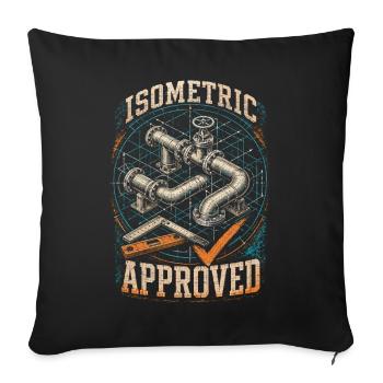 Ingénieur en tuyauterie Souillière Isométrique Approuvé - Housse de coussin décorative 45 x 45 cm - noir - Devant