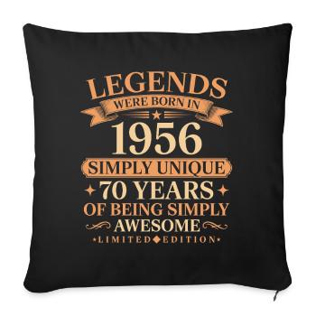 Born in 1956 Unique 70 years - Sofa pillowcase 17,3'' x 17,3'' (45 x 45 cm) - black - Front
