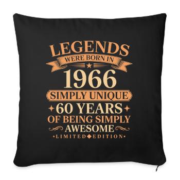 Born in 1966 Unique 60 years - Sofa pillowcase 17,3'' x 17,3'' (45 x 45 cm) - black - Front