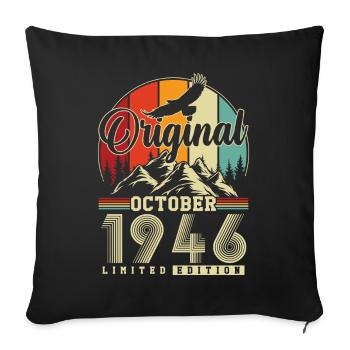 Original October 1946 – 80th Birthday Vintage - Sofa pillowcase 17,3'' x 17,3'' (45 x 45 cm) - black - Front