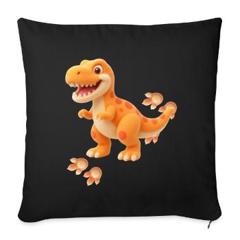 Cute dinosaur with footprints | Friendly Dinos - Sofa pillowcase 17,3'' x 17,3'' (45 x 45 cm) - black - Front