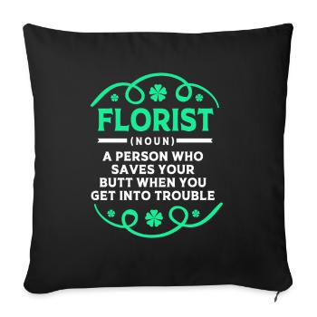 Floristik Florist Blumenhändler Blumenstrauß - Sofakissenbezug 45 x 45 cm - Schwarz - Vorne