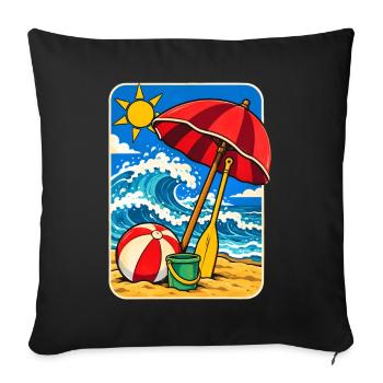 Retro Sunny Beach Day Illustration - Sofakissenbezug 45 x 45 cm - Schwarz - Vorne