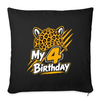 My 4 Birthday Leopard Party - Sofakissenbezug 45 x 45 cm - Schwarz - Vorne