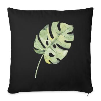 Monstera Blatt Aquarell Grün - Sofakissenbezug 45 x 45 cm - Schwarz - Vorne