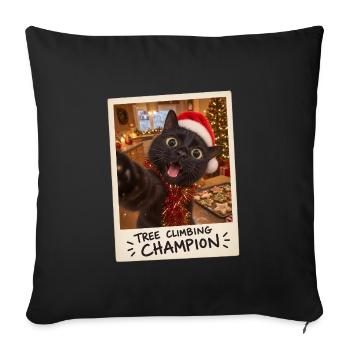 Tree Climbing Champion Schwarze Katze - Sofakissenbezug 45 x 45 cm - Schwarz - Vorne