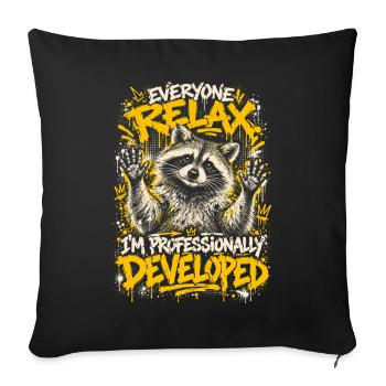Raccoon Graffiti: Professionell entwickelt - Sofakissenbezug 45 x 45 cm - Schwarz - Vorne
