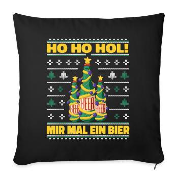 Ho Ho Hol – Weihnachtsbaum aus Bierflaschen - Sofakissenbezug 45 x 45 cm - Schwarz - Vorne