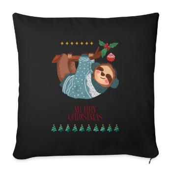 Lustiger Weihnachtslemur, der am Ast hängt - Sofakissenbezug 45 x 45 cm - Schwarz - Vorne