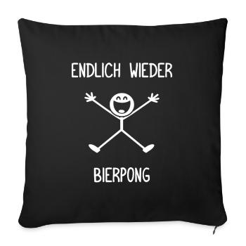 Endlich wieder Bierpong Beer-Pong - Sofakissenbezug 45 x 45 cm - Schwarz - Vorne