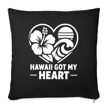 Heart Hawaii Hibiskus und Wellen - Sofakissenbezug 45 x 45 cm - Schwarz - Vorne