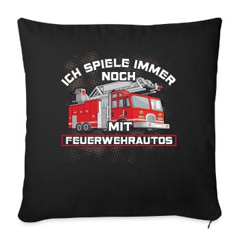 Feuerwehrauto für Erwachsene Herren - Sofakissenbezug 45 x 45 cm - Schwarz - Vorne