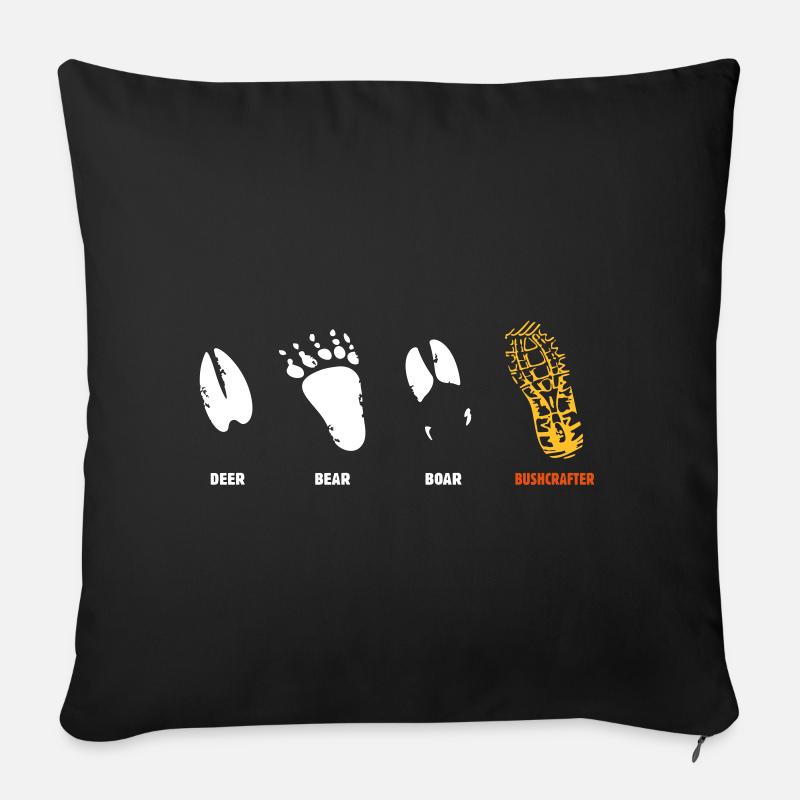 Bushcraft Survival Fußspuren Wald Wild Überleben - Sofakissenbezug 45 x 45 cm - Schwarz