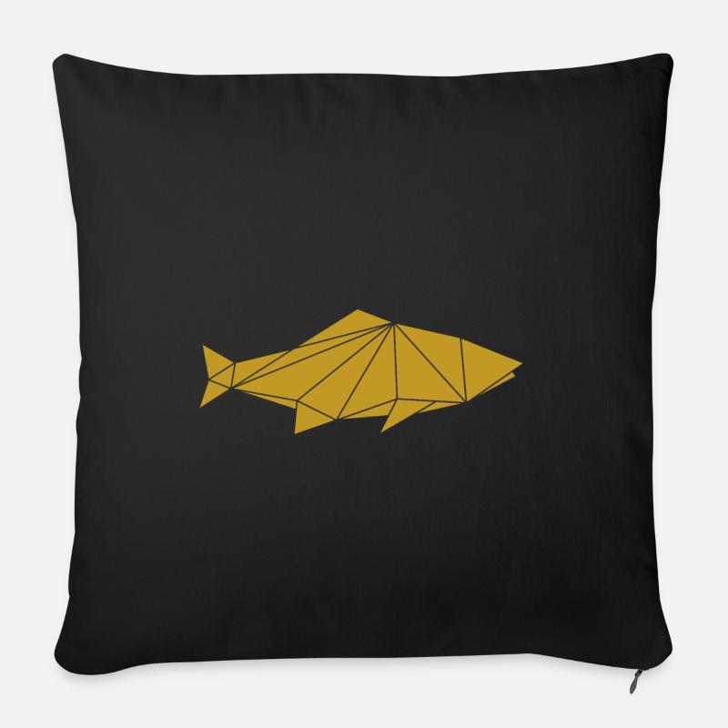 Hipster fish geometric - Sofa pillowcase 17,3'' x 17,3'' (45 x 45 cm) - black