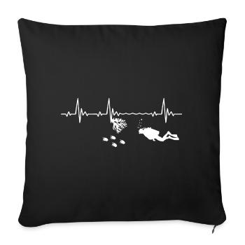 Taucher Taucherin Heartbeat Frequenz Puls EKG - Sofakissenbezug 45 x 45 cm - Schwarz - Vorne