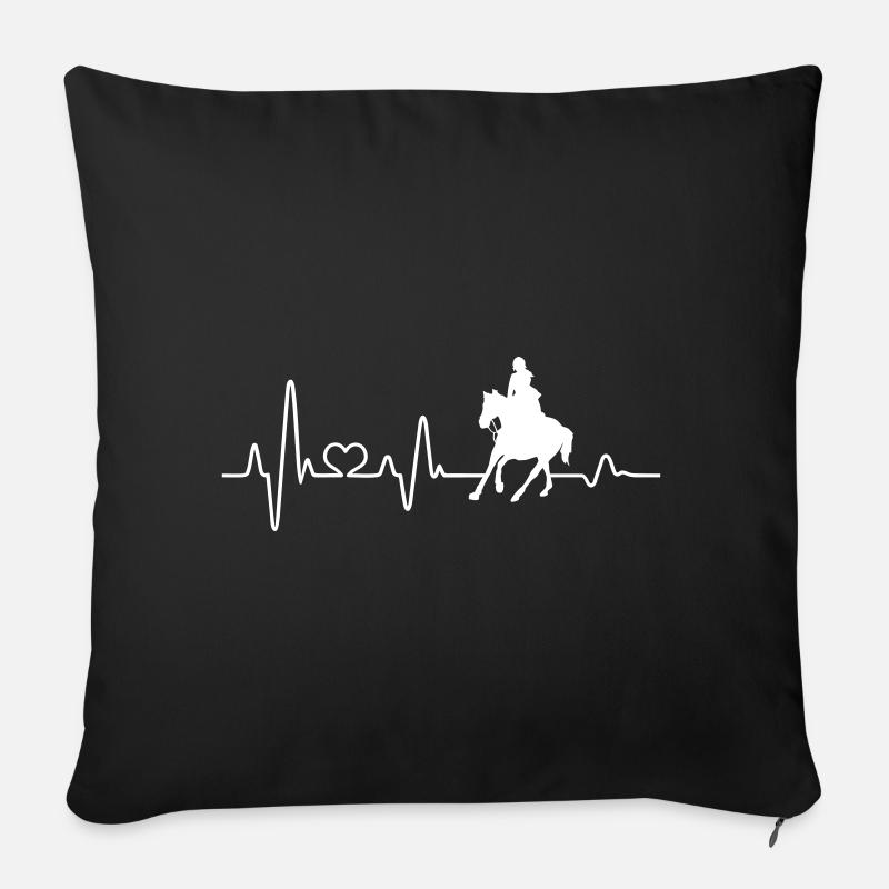 cavalier équitation fille battement de cœur cavalier - Housse de coussin décorative 45 x 45 cm - noir
