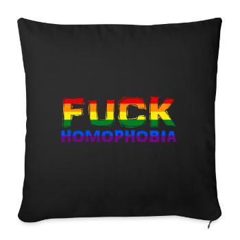 fuck homophobie design lgbt drapeau arc-en-ciel gay pride - Housse de coussin décorative 45 x 45 cm - noir - Devant